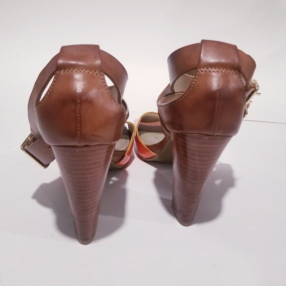 Kenneth Cole Reaction Cool Daze Colorblock Block Heels Strappy Sandals - Picture 9 of 10